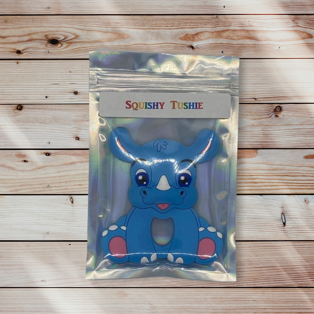 Silicone Teething Toy - Blue Rhino